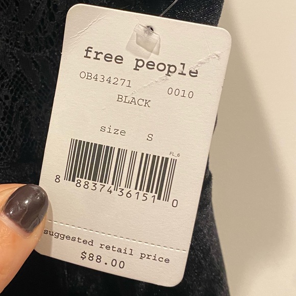 FREE PEOPLE Black Velvet Lace Top (NWT) - Picture 2 of 6